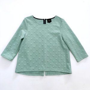 ANTHRO W5 Women's Mint Pastel Green Polka Dot Sleeve Shirt Blouse Top Large